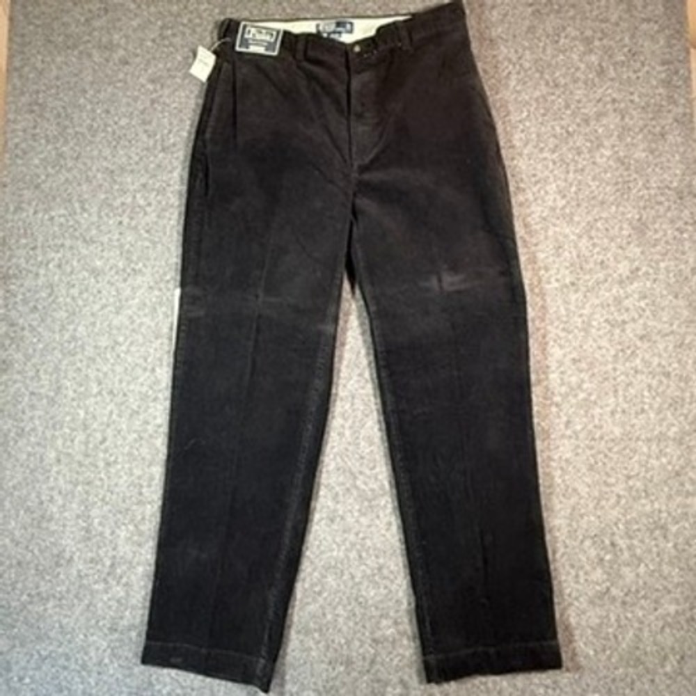 VTG Y2K Polo Ralph Lauren Philip Pant Mens 35x32 Black Corduroy Classic Fit NWT